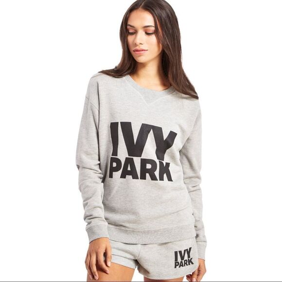 Ivy Park Grey Cotton Crewneck Logo Sweatshirt Size S - Picture 1 of 8